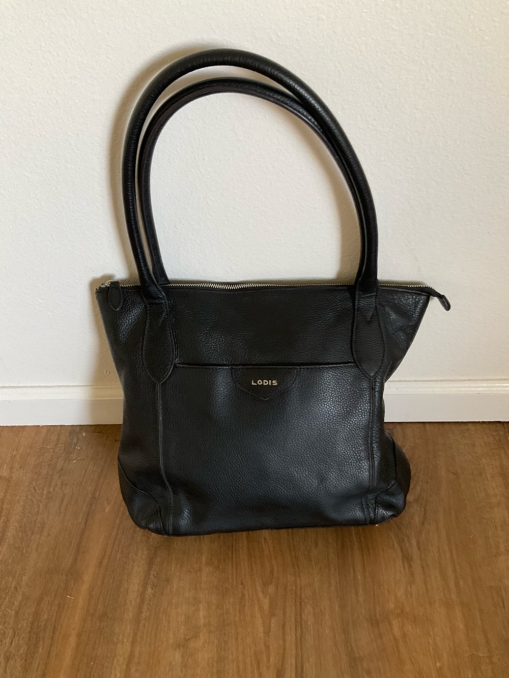 Lodis Black Pebbled Leather Tote